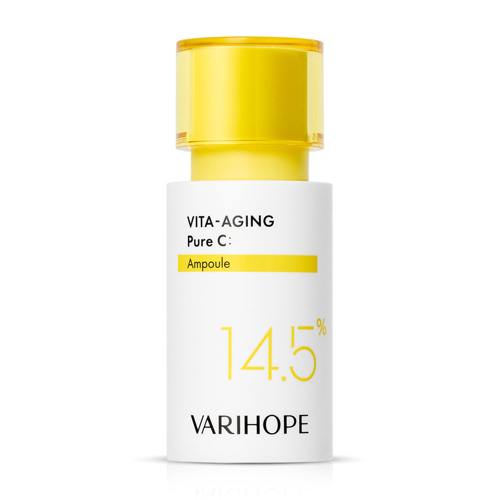 VARIHOPE Vita-Aging Pure C Ampoule bottle closeup for radiant skin