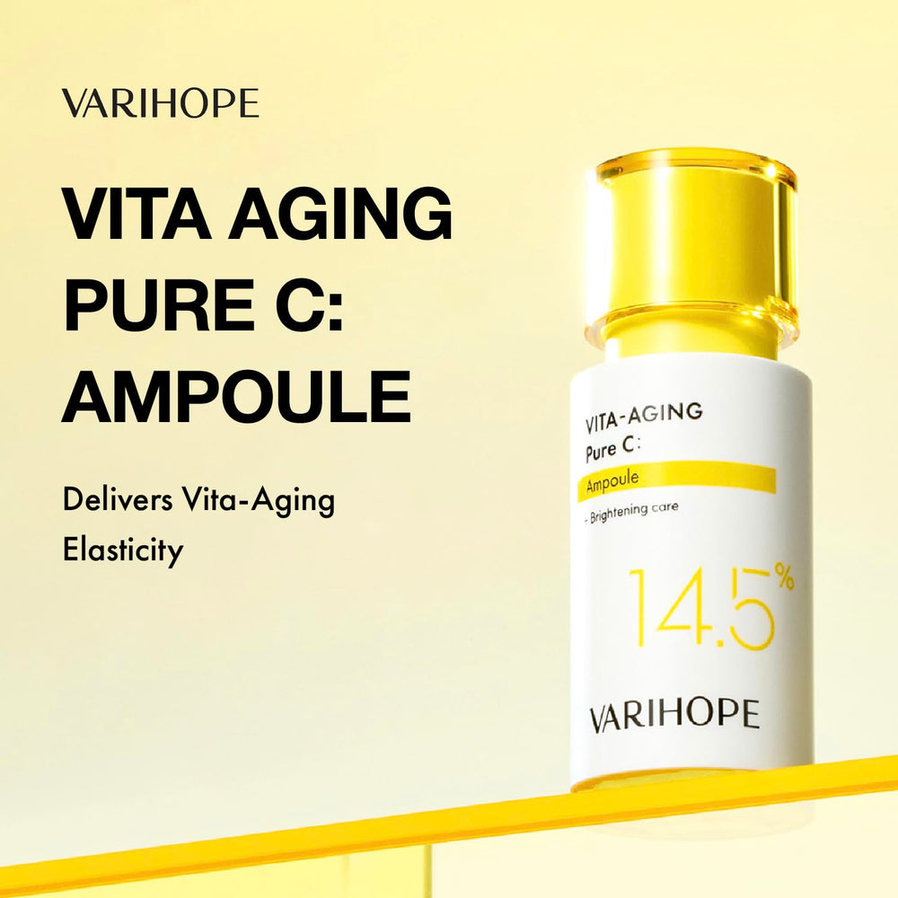 VARIHOPE Vita-Aging Pure C Ampoule dropper application demonstrates easy daily use