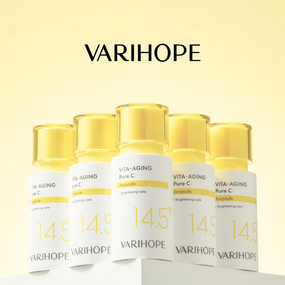 VARIHOPE Vita-Aging Pure C Ampoule bottle with drop reveals glow-ready skin