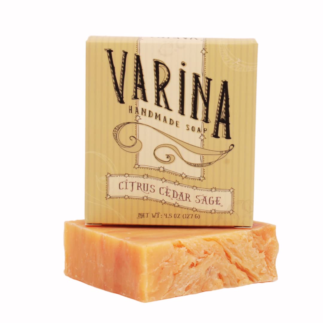 Varina natural ingredients close-up hints at citrus cedar sage essentials