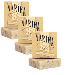Varina Patchouli Sandalwood Soap Bar cleanses gently for sensitive skin.