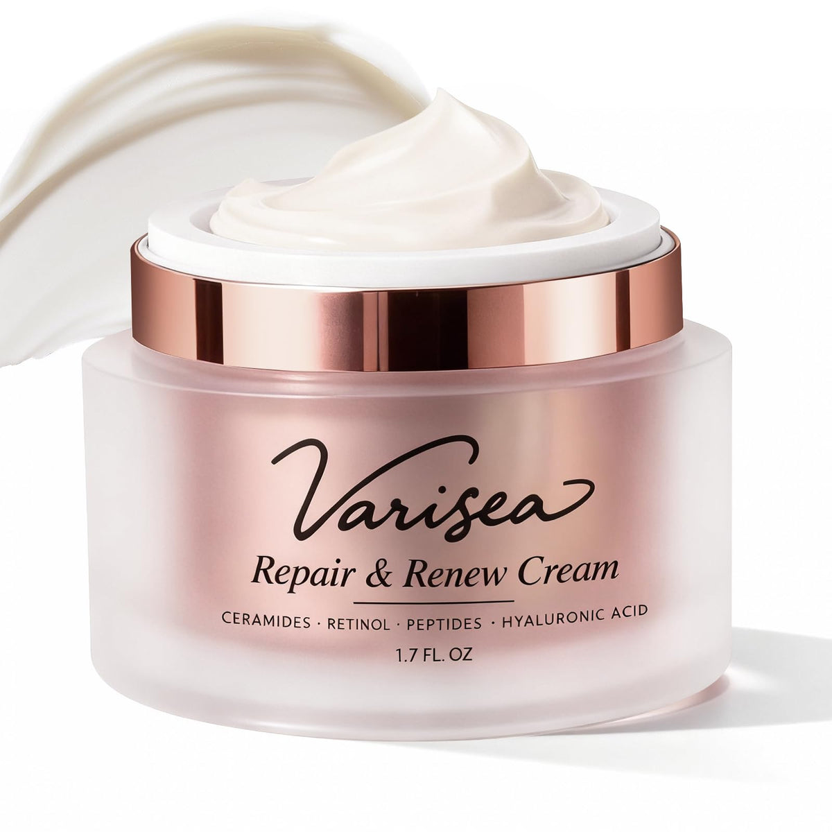 Varisea Repair & Renew Cream tube shows a smooth texture for daily rejuvenation.