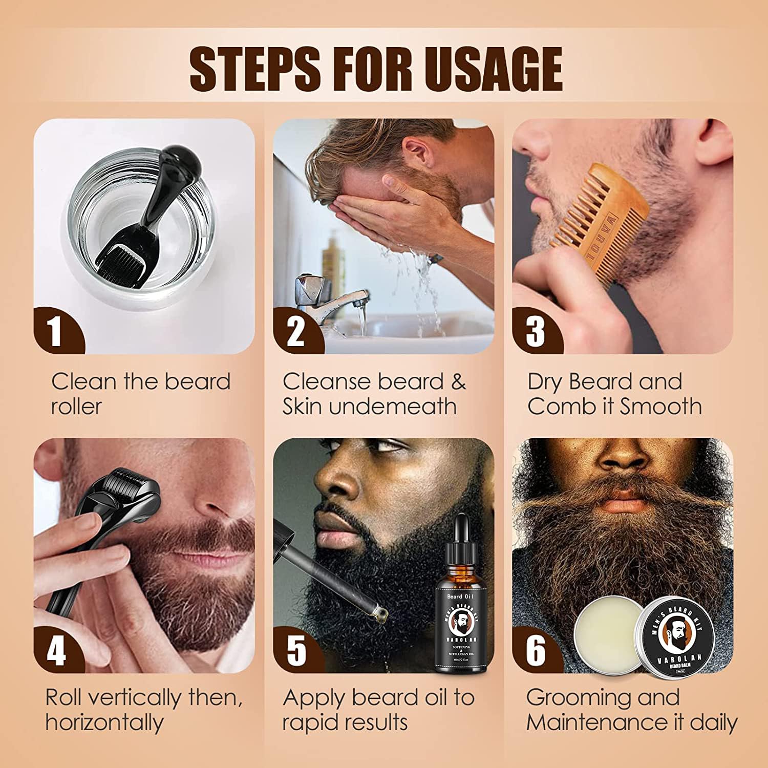 Varolan beard care e-book cover offers practical grooming tips.