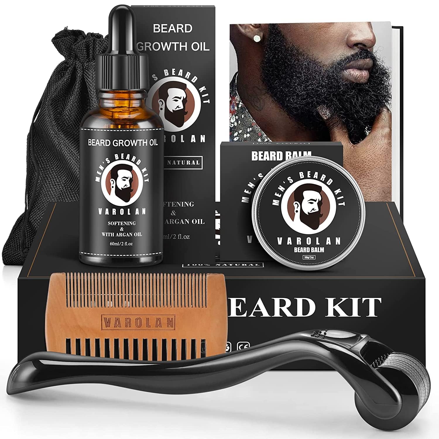 Varolan Beard Growth Oil bottle boosts beard fullness and shine.