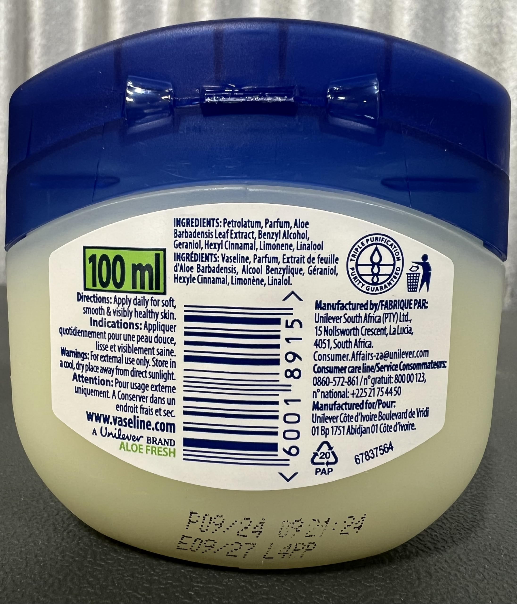 Vaseline Aloe Fresh being applied on skin for lightweight moisture and refresh.
