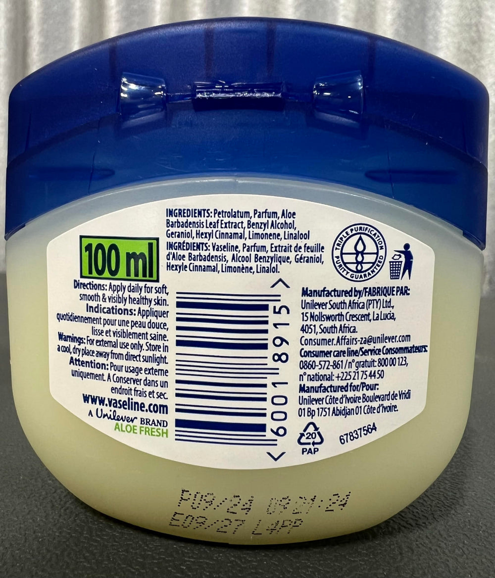 Vaseline Aloe Fresh being applied on skin for lightweight moisture and refresh.