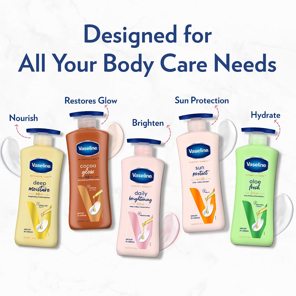 Vaseline Healthy Bright SPF 30 helps dry skin feel moisturized.