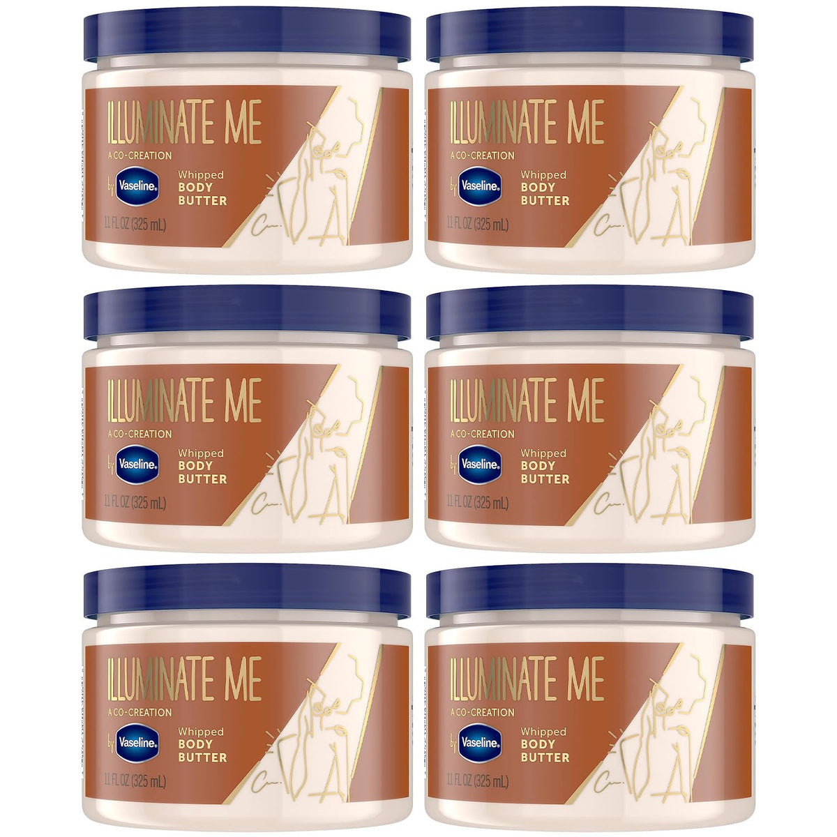 Vaseline Illuminate Me body butter jar closeup showing rich hydration for dry skin and glow