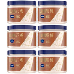 Vaseline Illuminate Me body butter jar closeup showing rich hydration for dry skin and glow