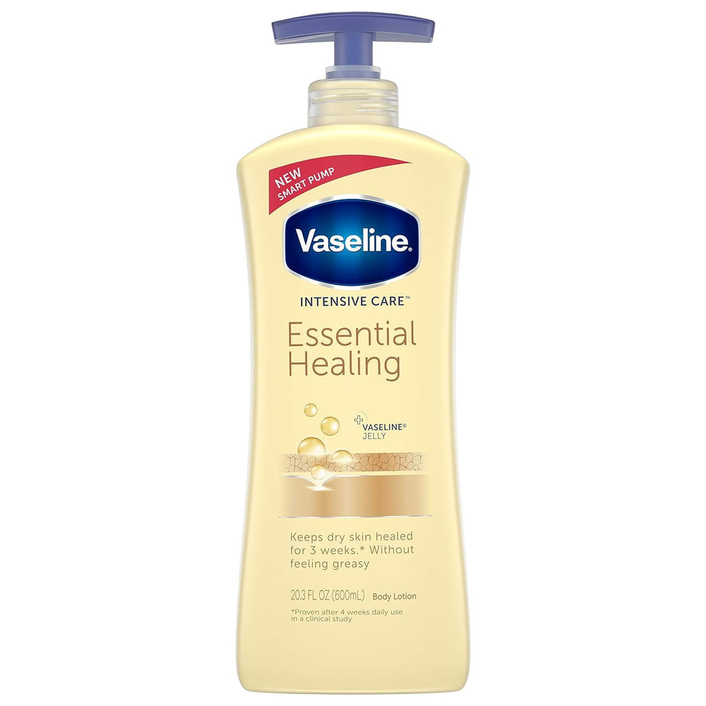 Vaseline Intensive Care Essential Healing bottle front showing moisturizing formula
