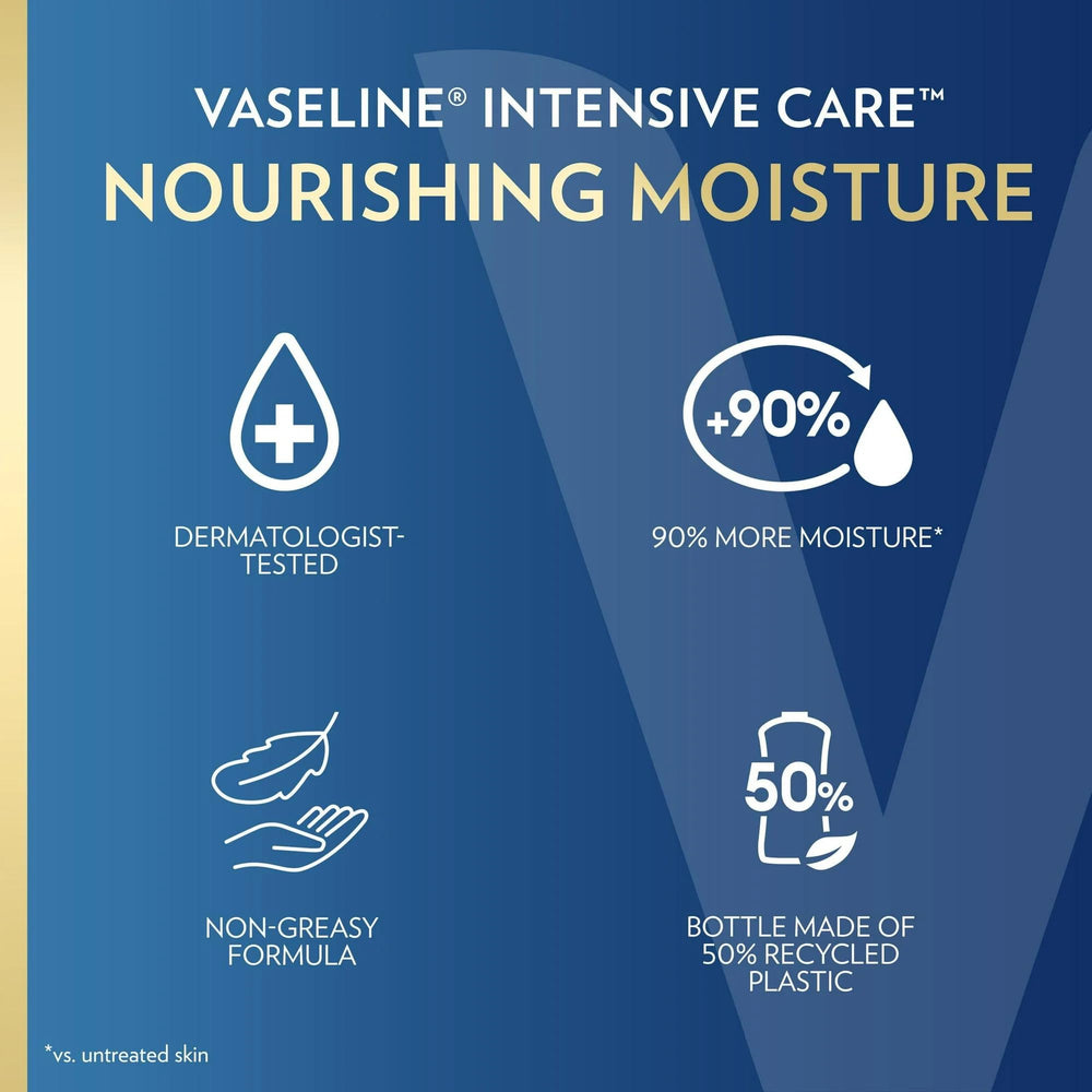Four-pack carton of Vaseline Intensive Care Essential Healing lotion