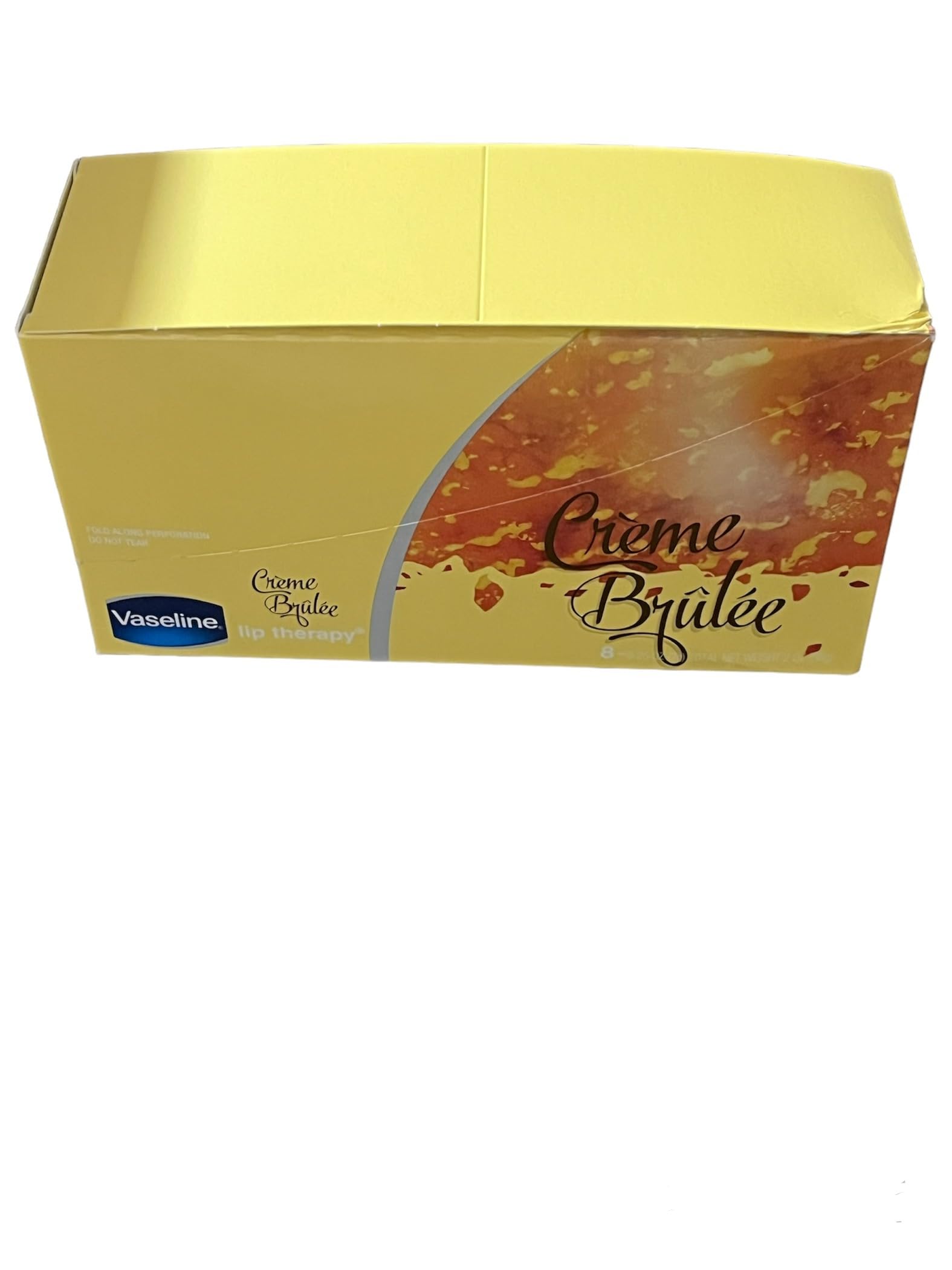 Vaseline Lip Creme Brulee packaging with vanilla scent for a comforting lip treat.