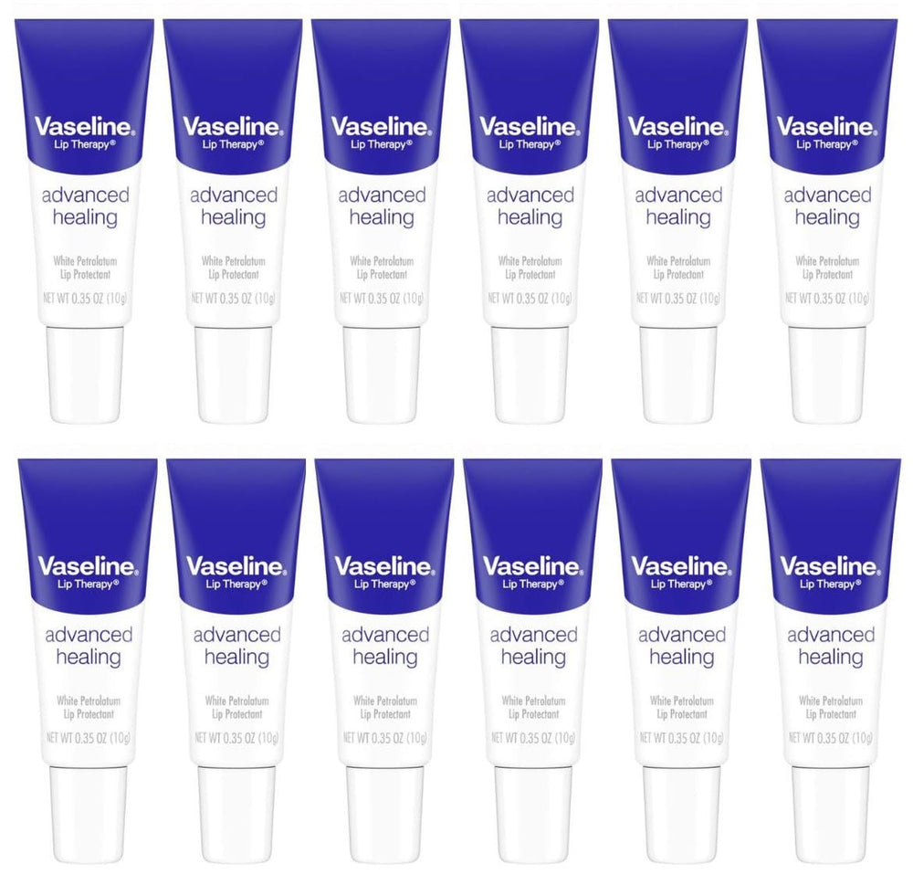 Vaseline Lip Therapy Advanced Formula front view tube provides compact moisture protection