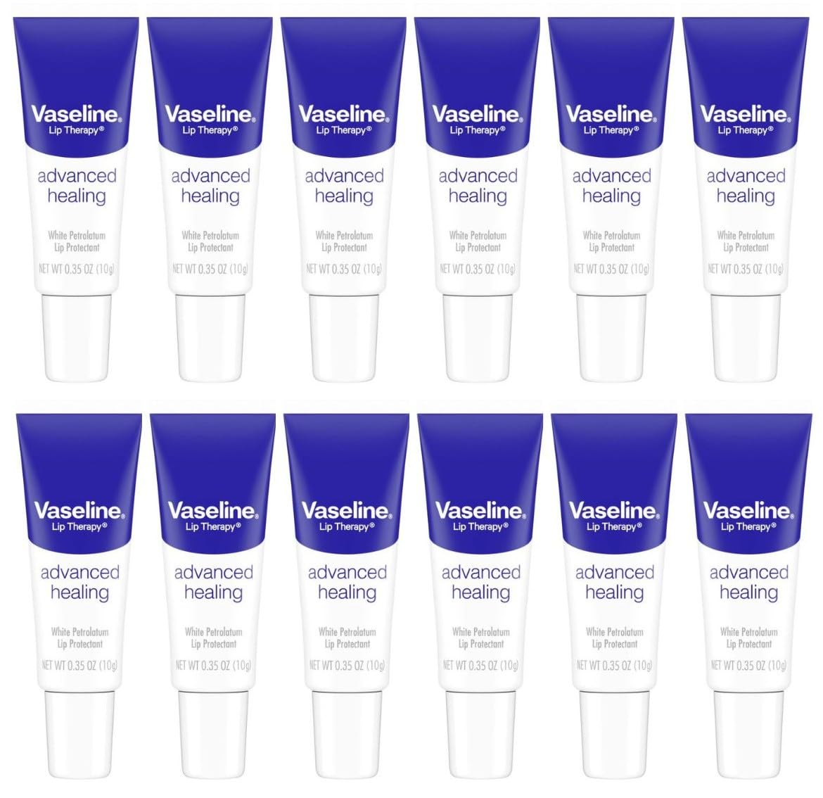 Vaseline Lip Therapy Advanced Formula front view tube provides compact moisture protection