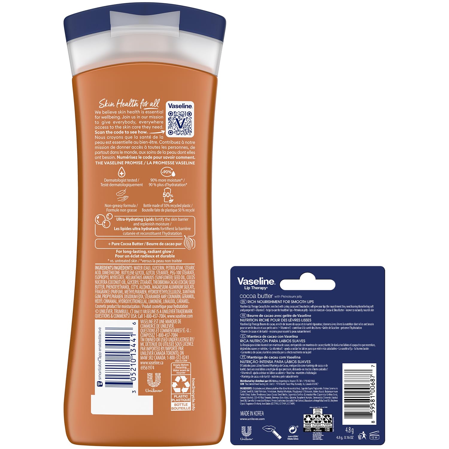 Vaseline Lip Therapy cocoa balm stick smooths lips with moisture