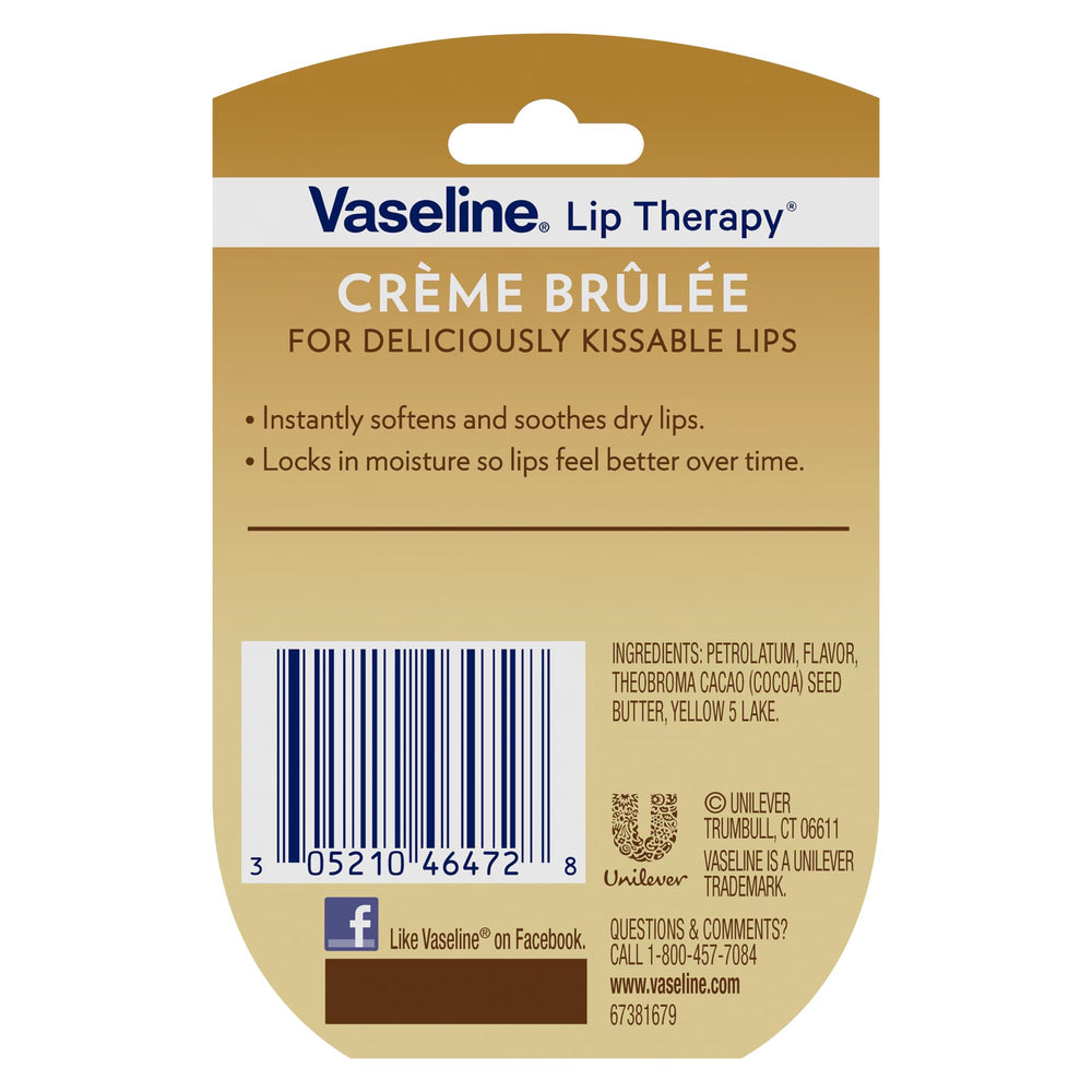 Vaseline Lip Therapy Creme Brulee Mini application swipe shows easy, mess-free moisture
