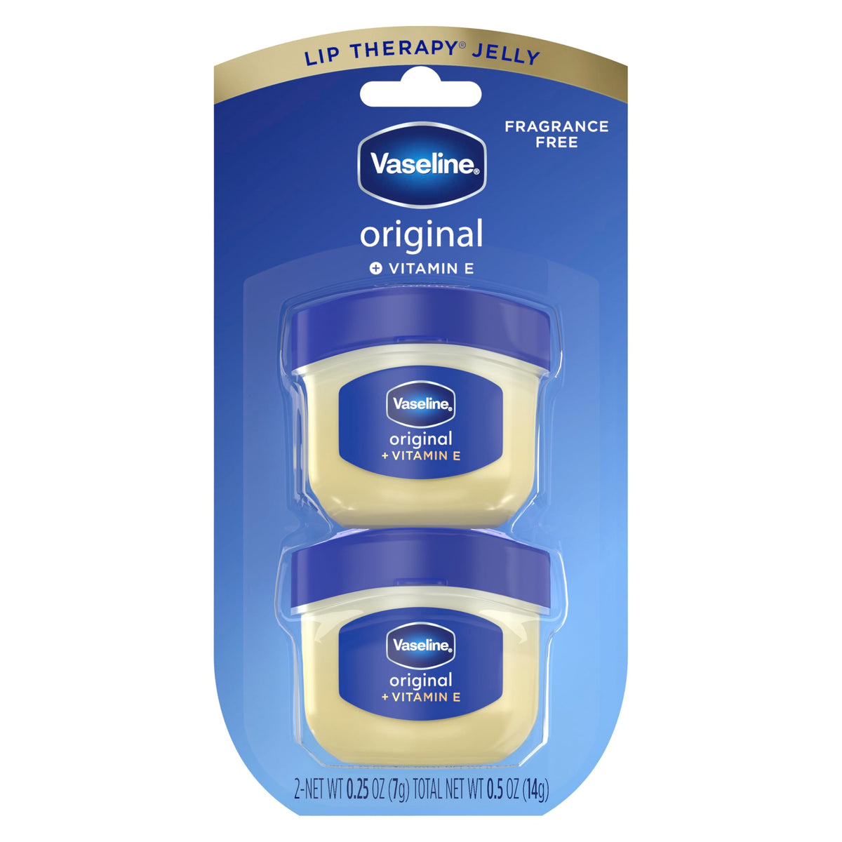Vaseline Lip Therapy Original Mini pack closeup for on-the-go lip care.