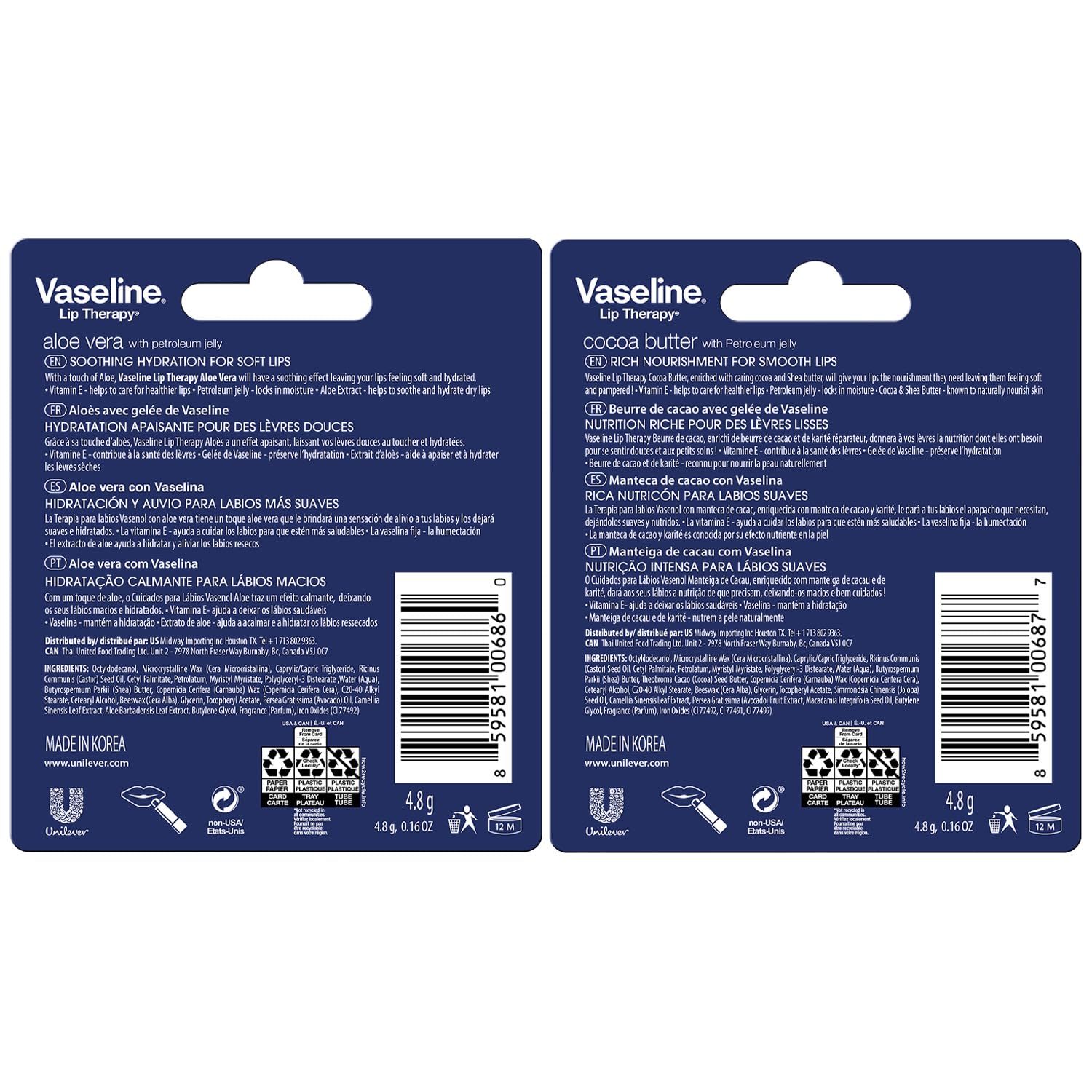Vaseline Lip Therapy Original Stick close-up for long-lasting hydration