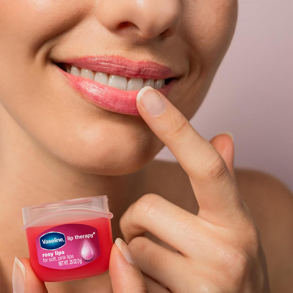 Vaseline Lip Therapy Rosy Lips occlusive hydration in a compact jar