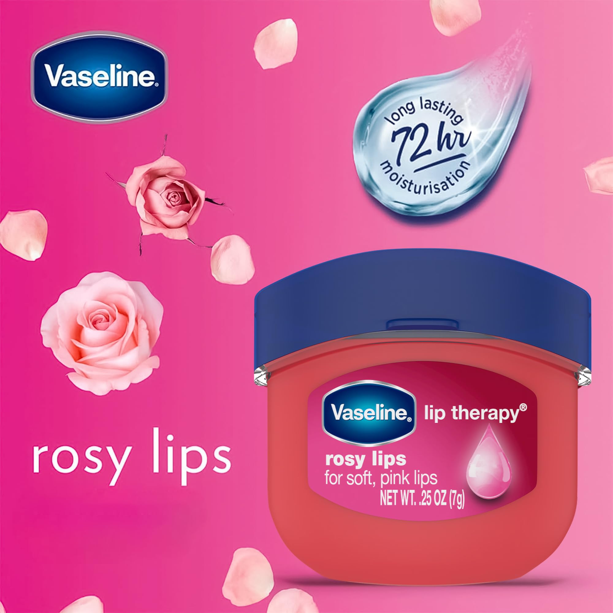 Vaseline Lip Therapy Rosy Lips tinted balm with rose fragrance close-up