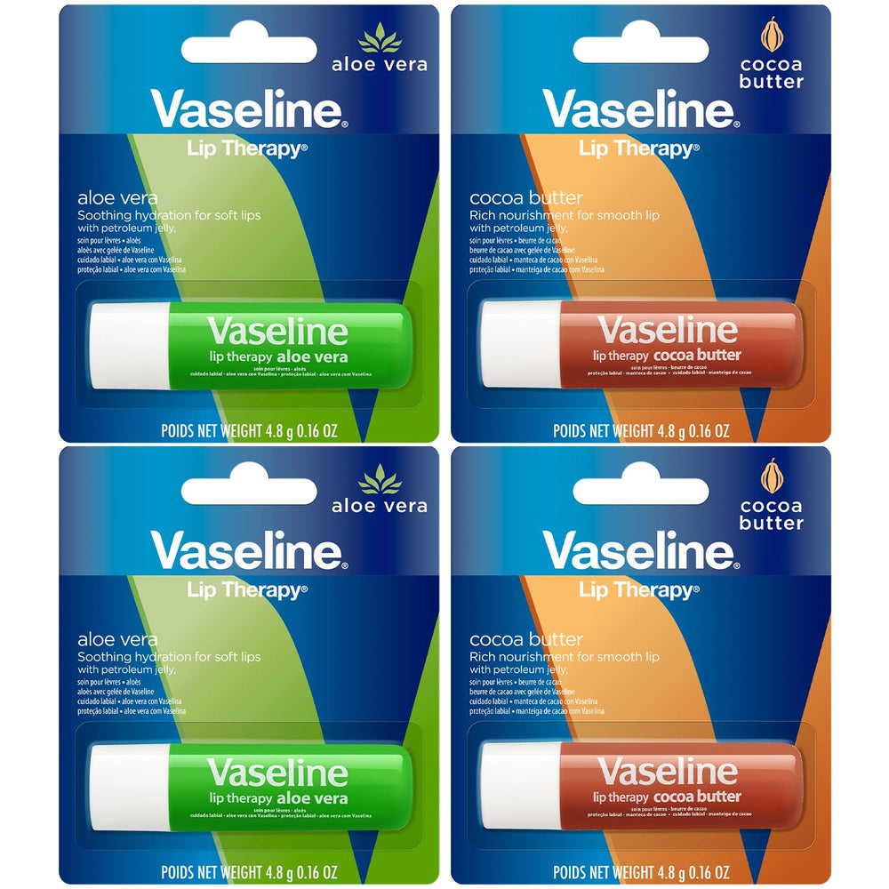 Vaseline Lip Therapy Variety 4-Pack front view for daily moisture