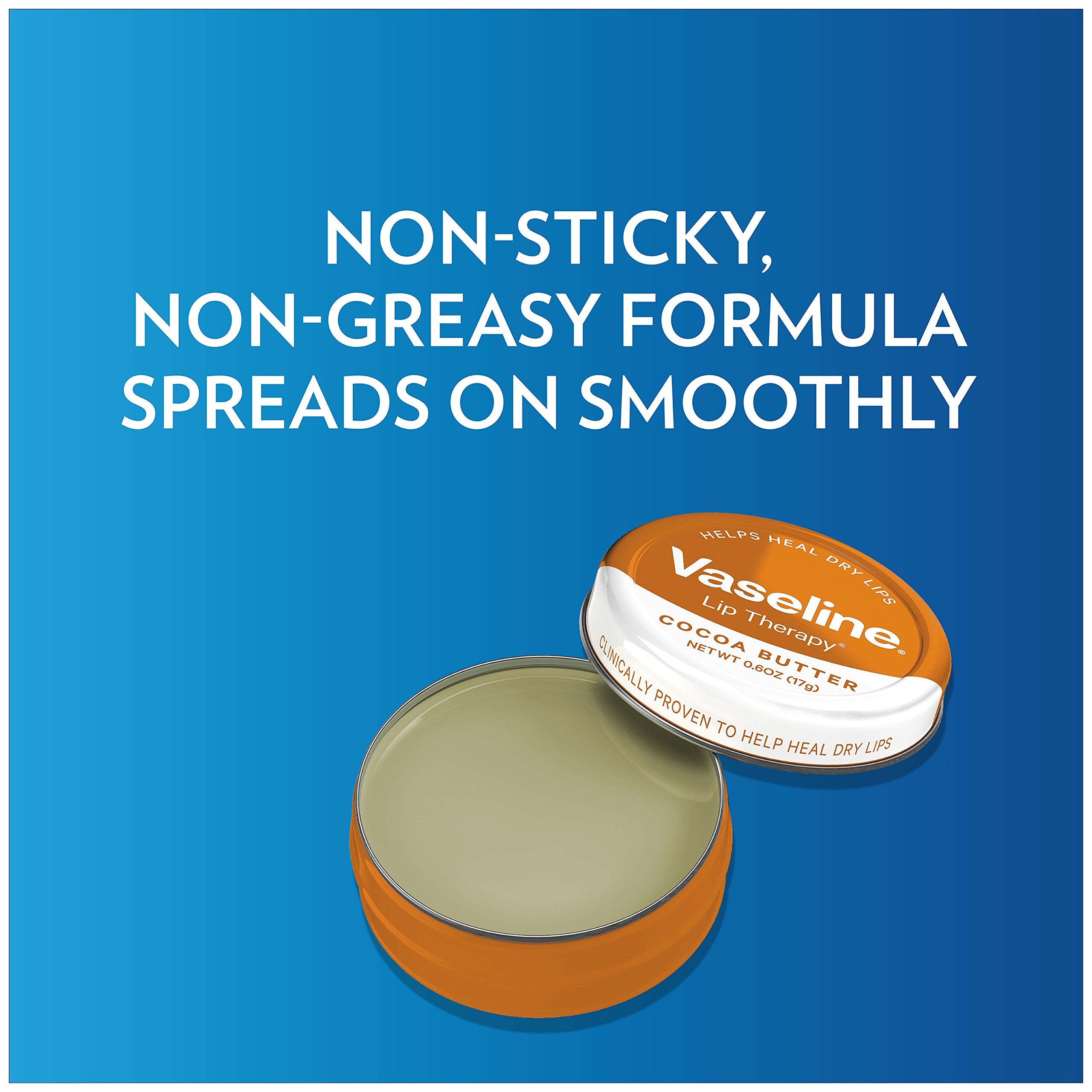 Vaseline Lip Therapy Cocoa Butter on desk ready for quick relief.