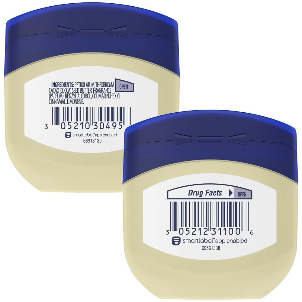 Vaseline Original jelly jar close-up showing classic moisture formula.
