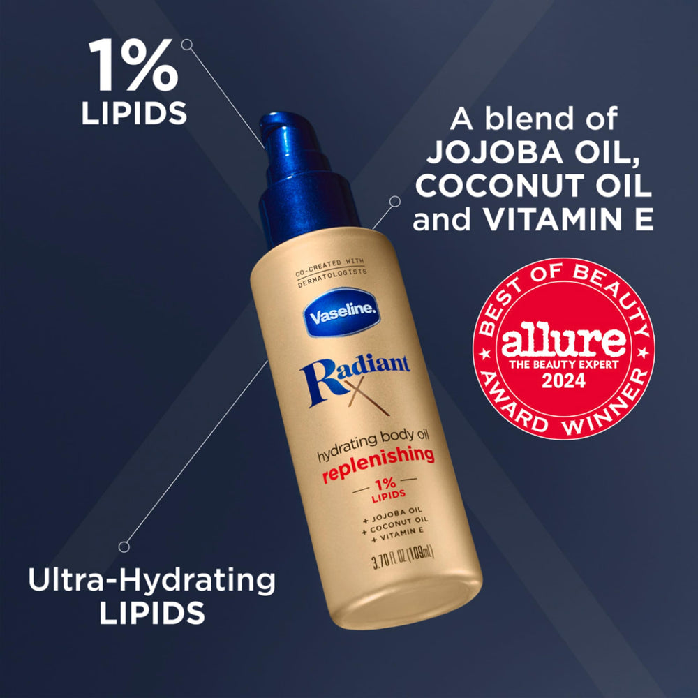 Vaseline Radiant X glow appears on skin after massage.