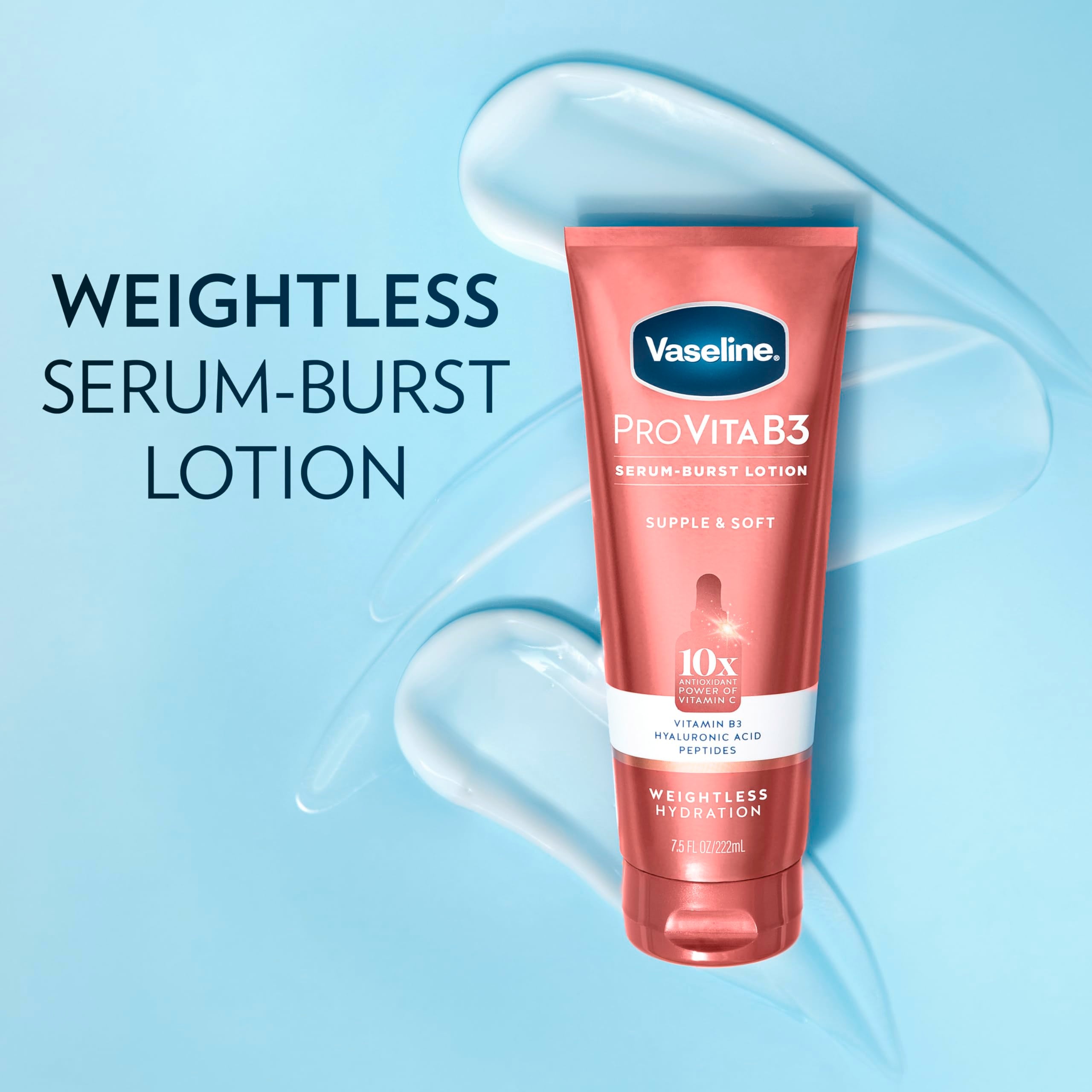 Vaseline Supple & Soft Serum Burst texture leaves a soft velvet finish.