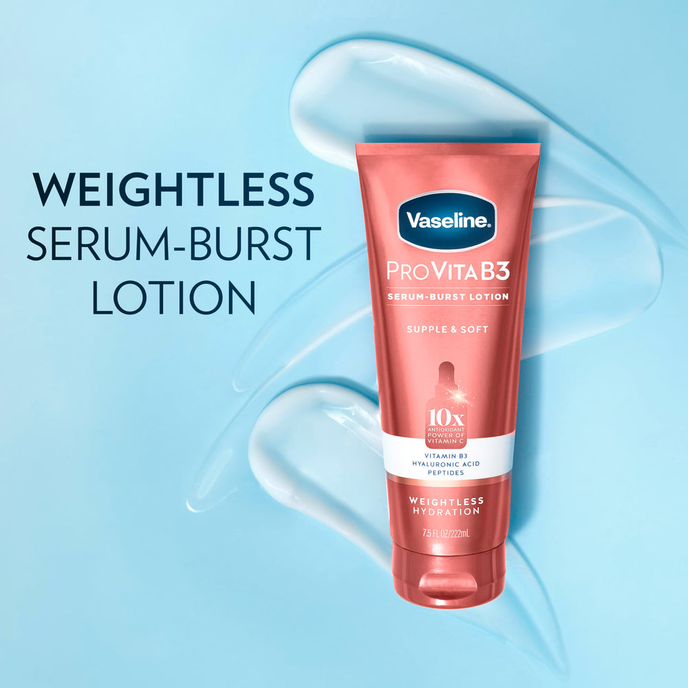 Vaseline Supple & Soft Serum Burst texture leaves a soft velvet finish.