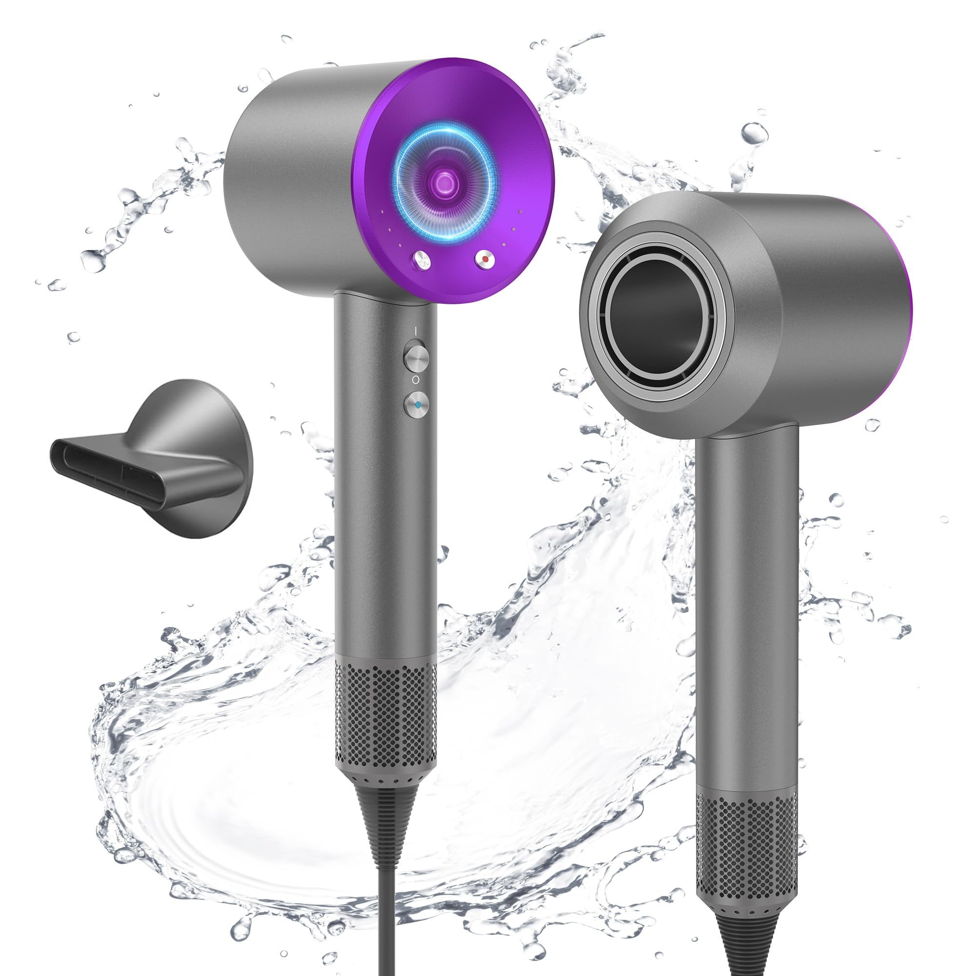 VASULER 1600W hair dryer front view shows stylish purple and gray finish for fast styling