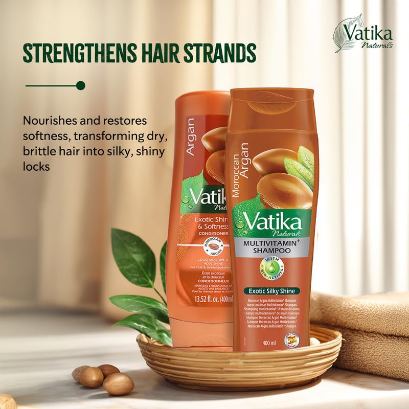 Vatika Naturals Argan Shampoo after-wash shine reveals silky results