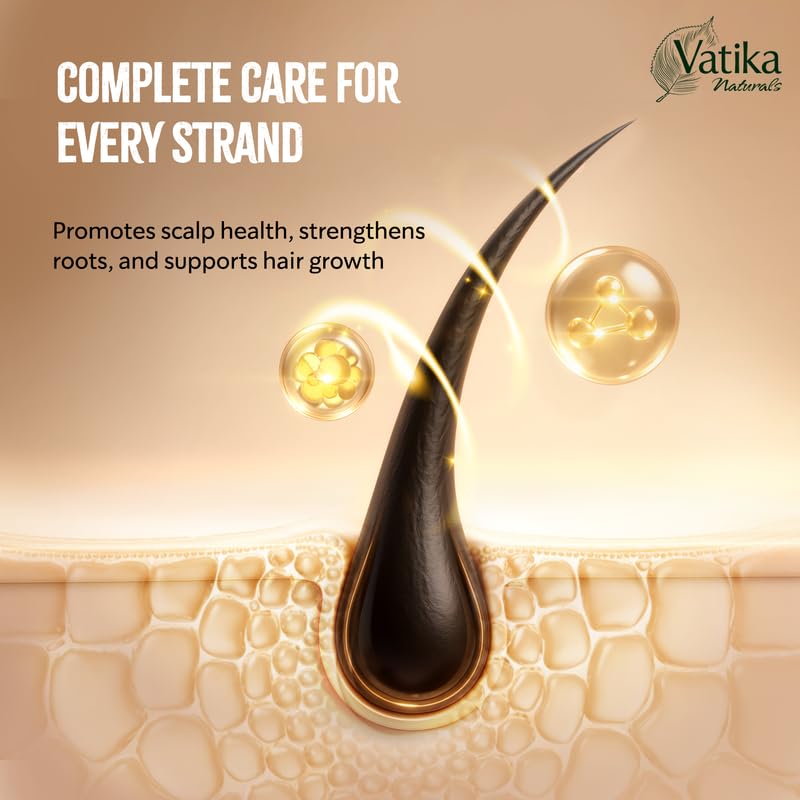 Vatika Naturals Blackseed oil application scene indicates frizz control during styling.