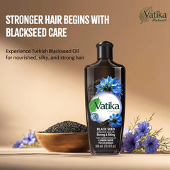 Vatika Naturals Blackseed shampoo closeup lather shows rich foam and cleansing feel.