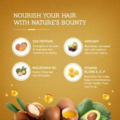 Vatika Naturals Egg Protein Hair Oil on damp hair ready for massage and absorption.