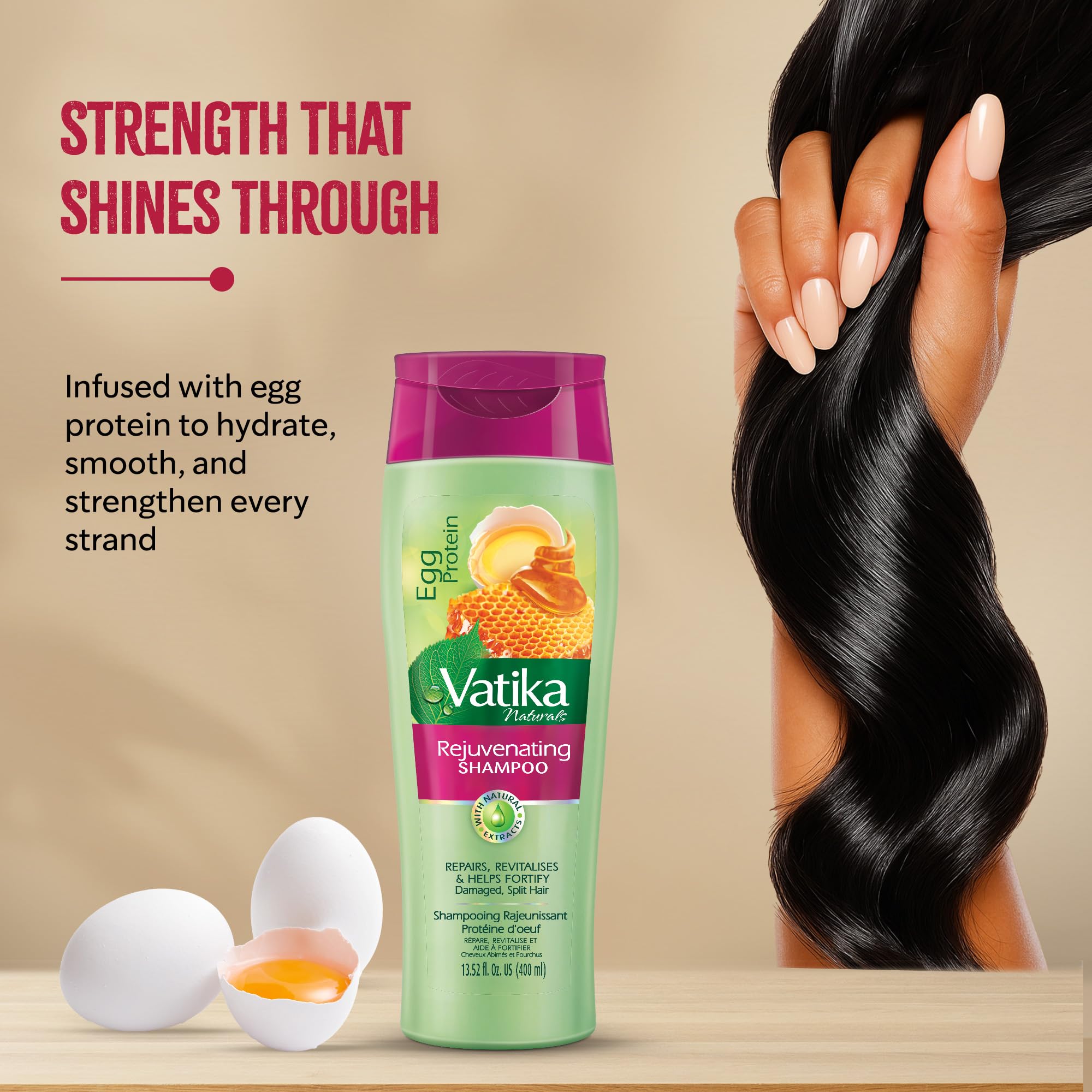 Vatika Naturals Egg Protein ingredients close-up with honey