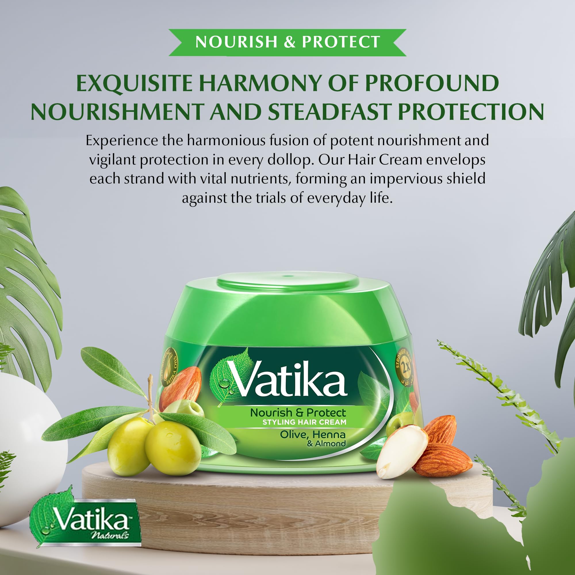 Vatika Naturals hair cream dispensed into palm for smooth, hydrated strands