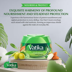 Vatika Naturals hair cream dispensed into palm for smooth, hydrated strands