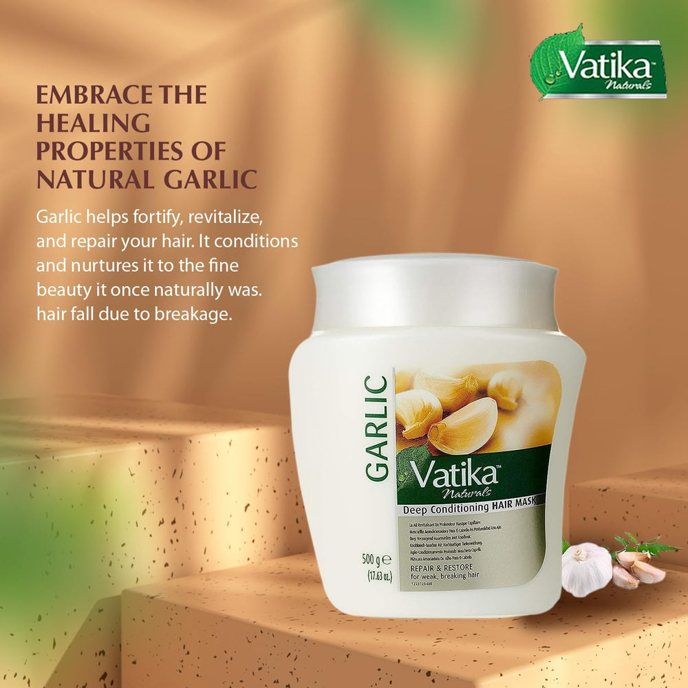Vatika Naturals hot oil hair mask cream texture – rich formula ready for easy application.