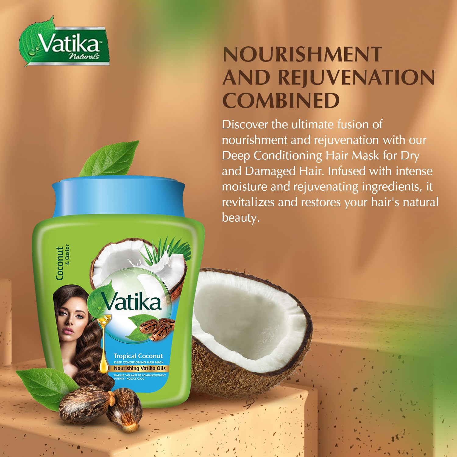 Vatika Naturals Hot Oil Hair Mask with multivitamins for nourished texture.