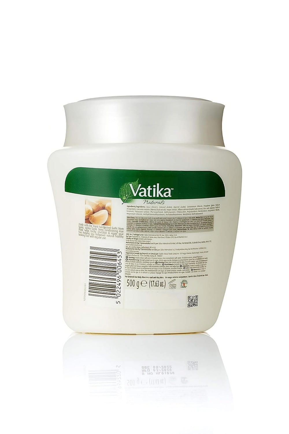 Vatika Naturals hot oil hair mask multivitamins – bottle label highlights vitamins for scalp nourishment.