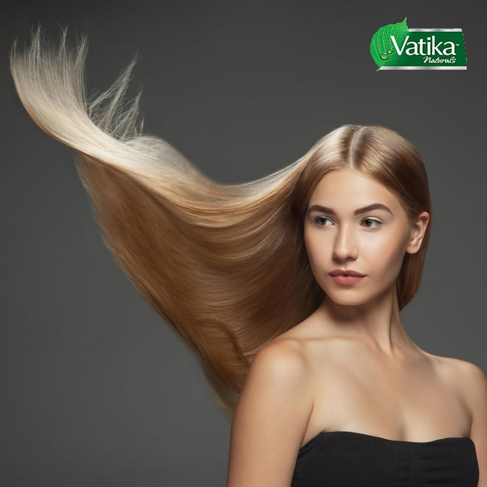 Vatika Naturals Hot Oil Hair Mask after treatment with soft shine.