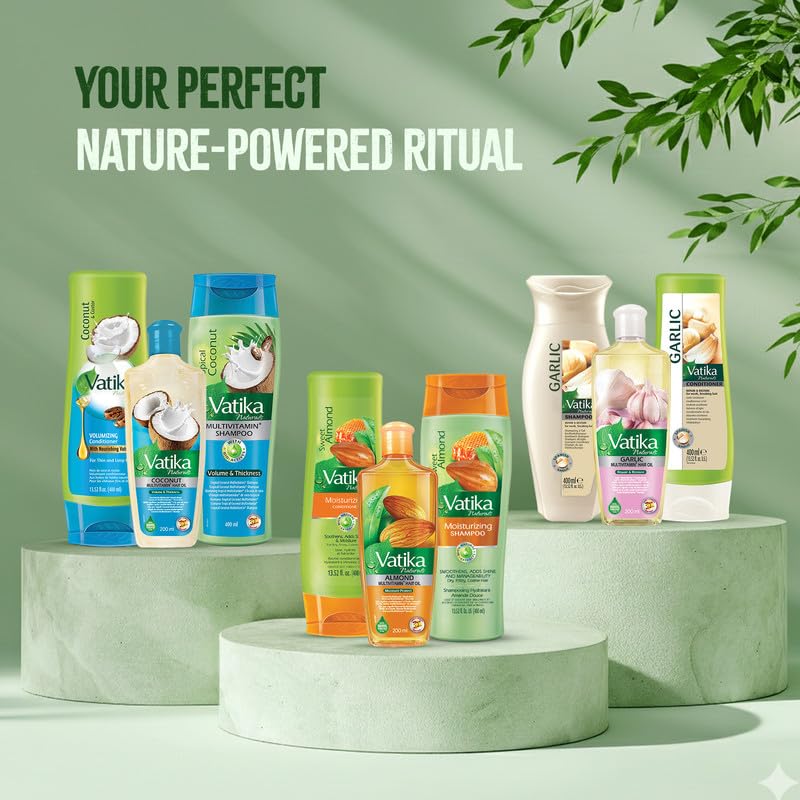 Shiny, moisturized hair glow from Vatika Naturals Olive trio