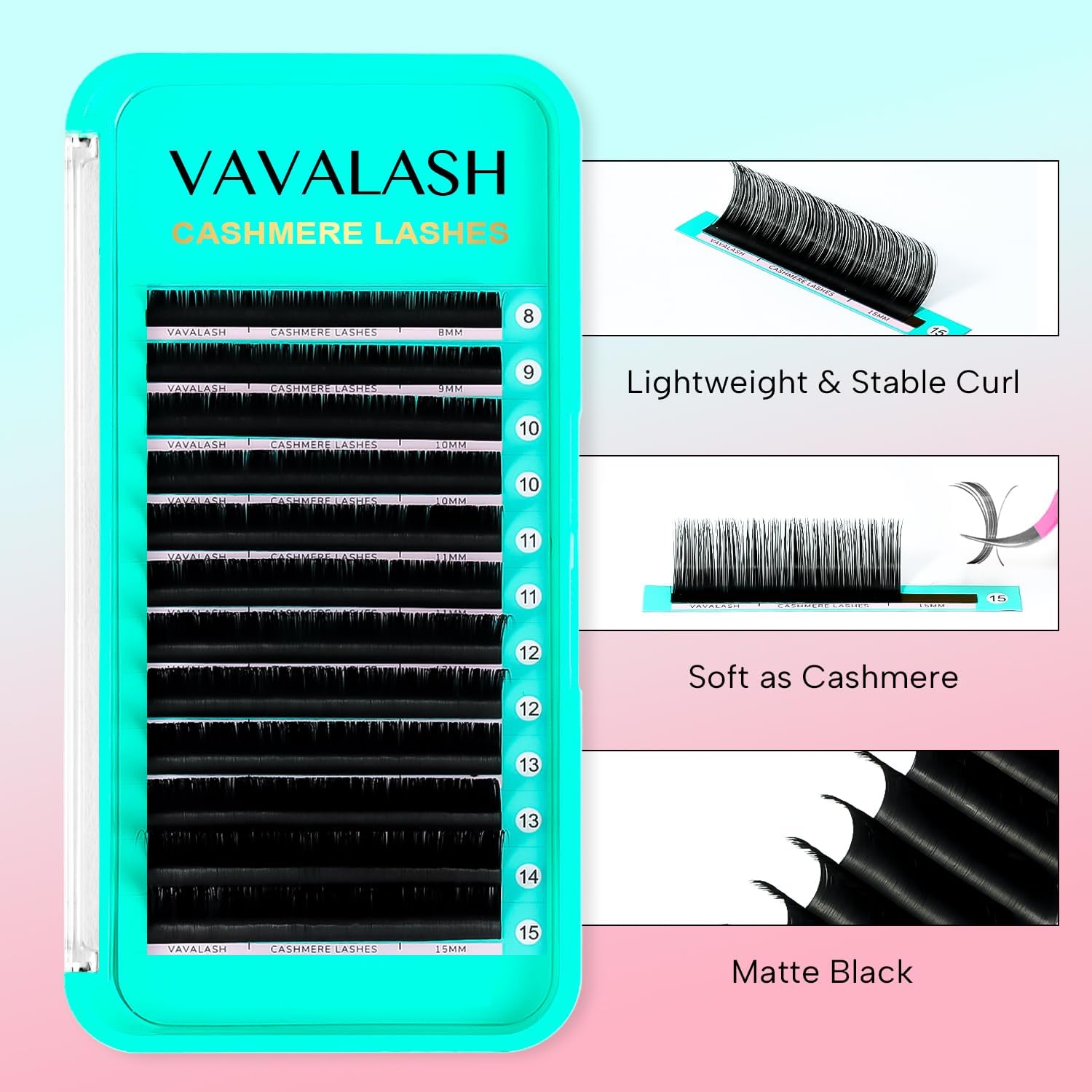 VAVALASH Cashmere Lashes foil backing enables easy application.