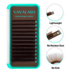 VAVALASH dark brown lash extensions 0.07 with D curl for dramatic lift.