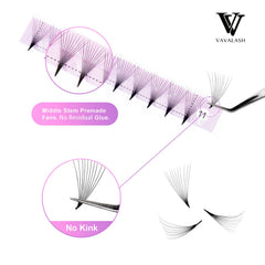 VAVALASH handmade volume fans with thin base for easy blending.