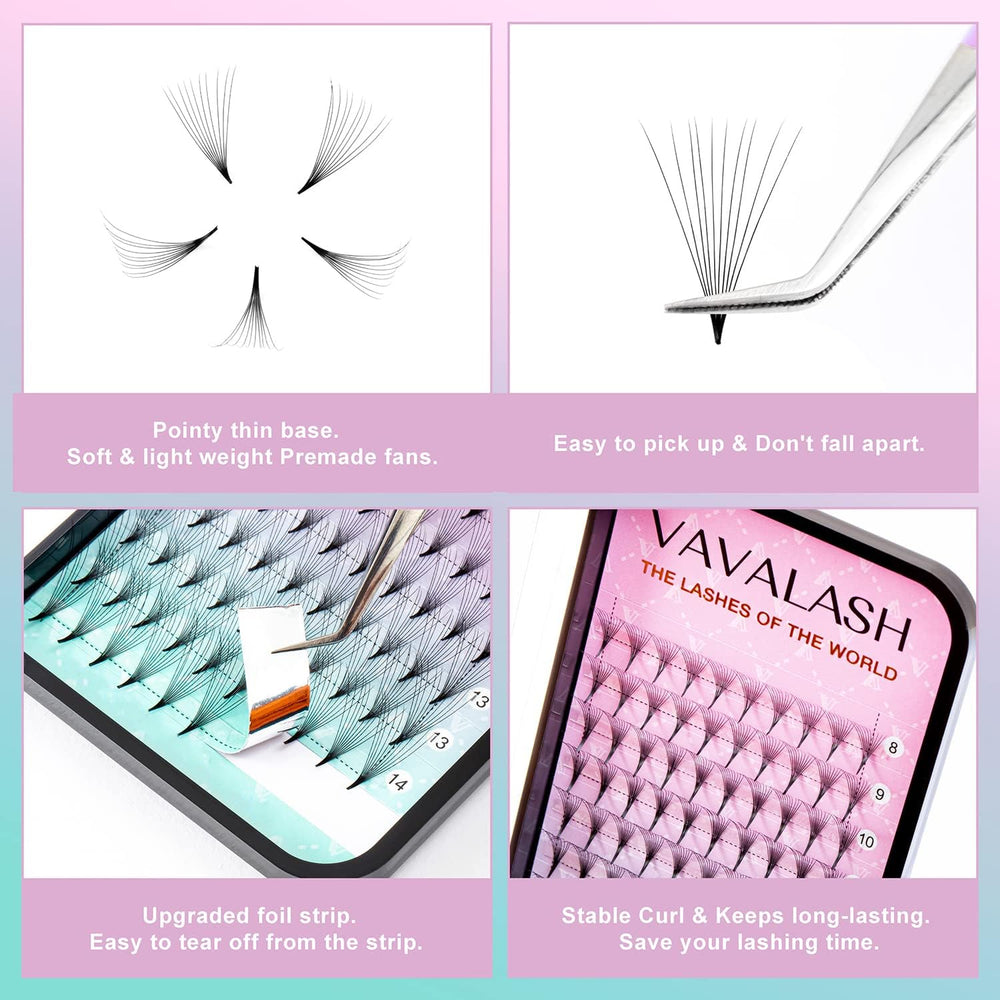 VAVALASH lightweight fans simplify application and speed up volume sets.