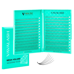 VAVALASH premade fans close-up with fluffy tips for soft volume.