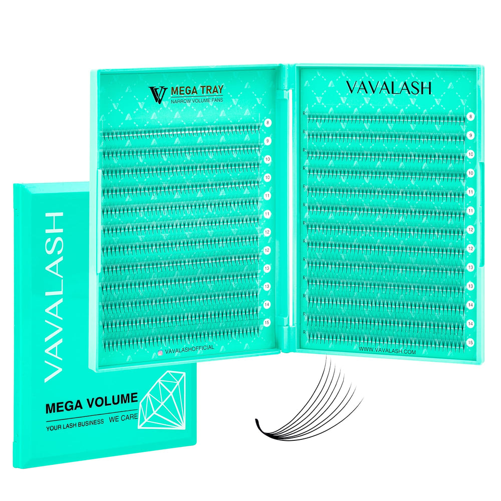 VAVALASH premade 6D fans with 0.05 thickness provide lightweight volume lashes.