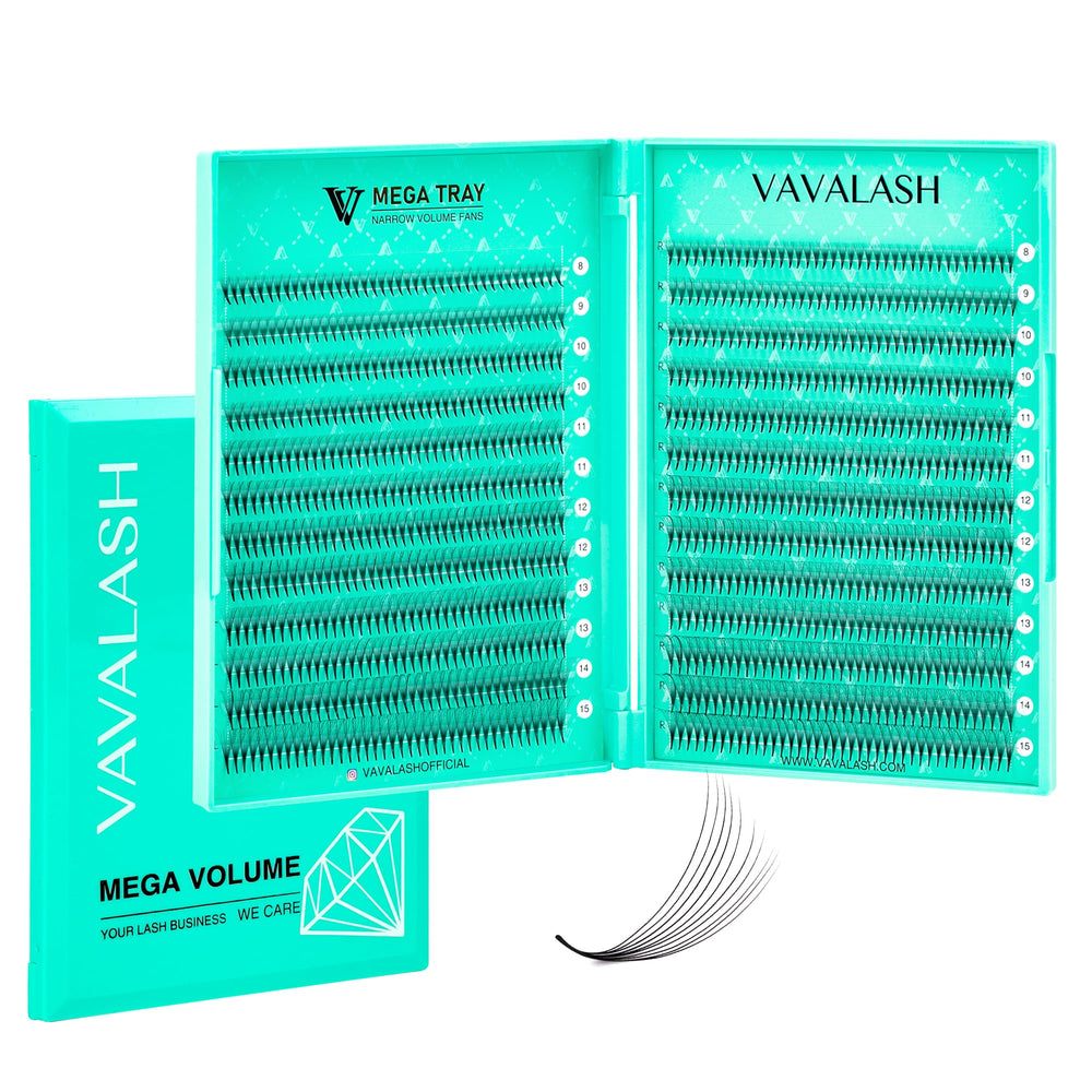 VAVALASH premade fans mixed densities close-up for dramatic volume